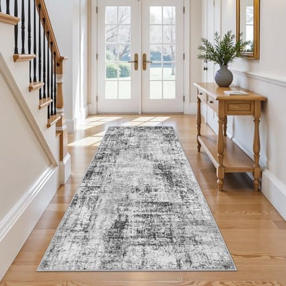Runners for Hallways 3x8ft: Modern Abstract Washable Area Rug Black - color: Black, size: 3' x 8' (Runner)