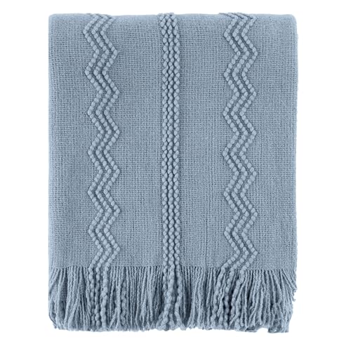 BATTILO HOME Light Blue Throw Blanket for Couch, 50"x60" - color: Dusty Blue, size: 50 x 60 in.