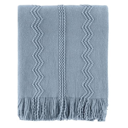 BATTILO HOME Light Blue Throw Blanket for Couch, 50"x60" - color: Dusty Blue, size: 50 x 60 in.