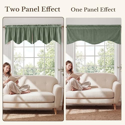 StangH Sage Green Valance for Windows 52x18 Inch, 1 Panel - color: Sage Green, size: 52"W x 18"L (Pack of 1)