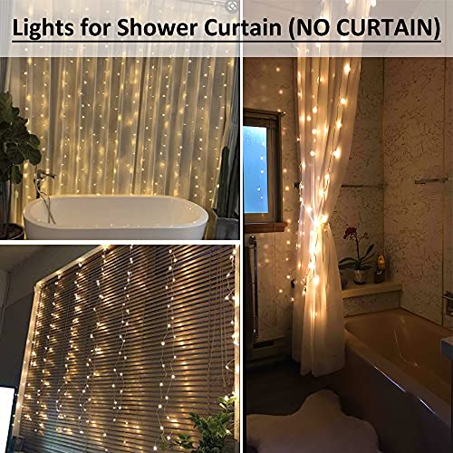 Solhice Curtain Shower Light, 72 x 72 Inches Battery Operated Waterproof Curtains Fairy Lights with 10 Hooks for Inside Shower, 180 LEDs Lighting Indoor Outdoor Decor (NO Curtain)