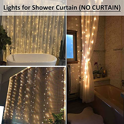 Solhice Curtain Shower Light, 72 x 72 Inches Battery Operated Waterproof Curtains Fairy Lights with 10 Hooks for Inside Shower, 180 LEDs Lighting Indoor Outdoor Decor (NO Curtain)