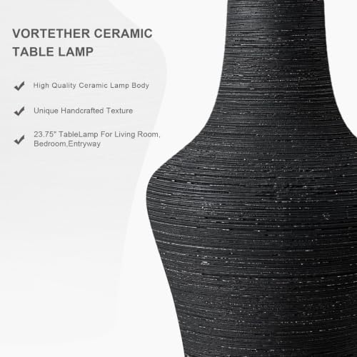 23" Farmhouse Ceramic Table Lamp Modern Bedside Lamps Matte Black - color: 23.25" Single - Matte Black