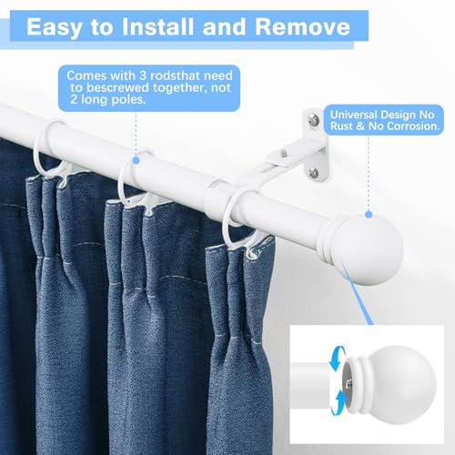 Curtain Rods for Windows 16-48", 6/8 In White Curtain Rod, 1 Pack - color: White, size: 48" - 6/8'' rod - 1 Pack