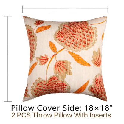 JMGBird Orange Outdoor Pillows 18x18 Throw Pillows with Inserts Included - color: White With Orange