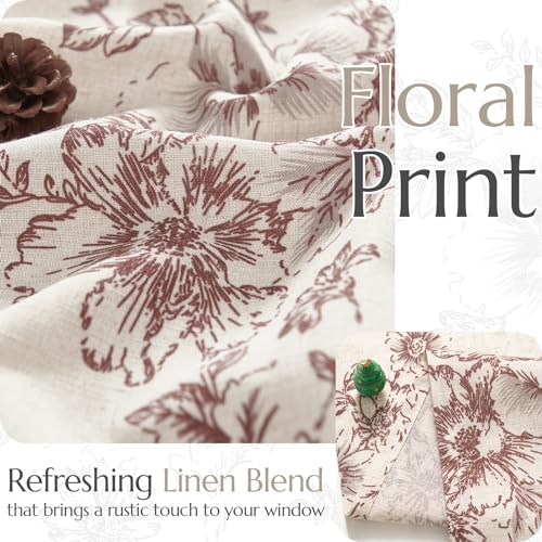 jinchan Red Floral Linen Kitchen Tier Curtains and Valance Set 3 Pieces - color: Alice | Red on Linen, size: 26"W x 24"L (Pack of 3)