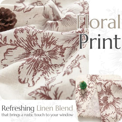 jinchan Red Floral Linen Kitchen Tier Curtains and Valance Set 3 Pieces - color: Alice | Red on Linen, size: 26"W x 24"L (Pack of 3)