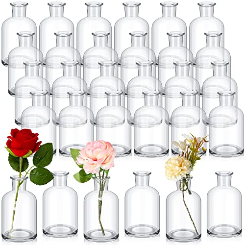 Lallisa 30 Pcs 4 Inches Small Glass Bud Vases Bulk Mini, Clear - size: 4 Inches