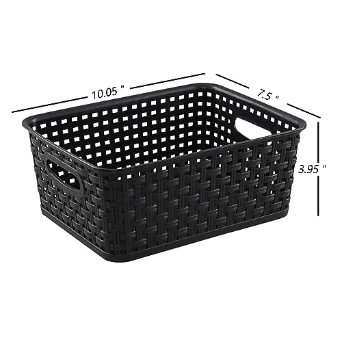 Sandmovie Black Plastic Rattan Storage Baskets, 6 Packs - color: Black
