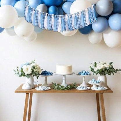 Blue and White Gingham Banner/Garland - color: Blue