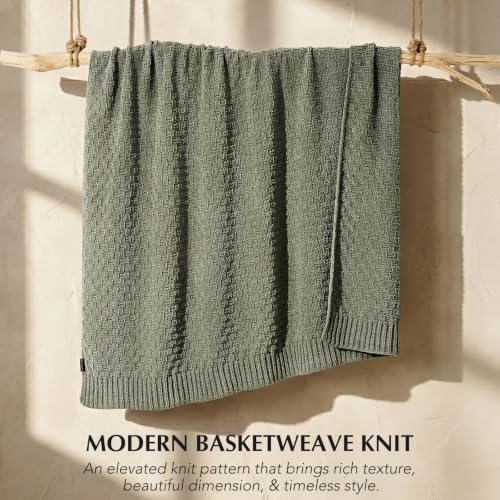 EVERGRACEHOME Chunky Chenille Knit Throw Blanket, Dried Thyme Green, 60x80 - color: Dried Thyme Green, size: 60" x 80"