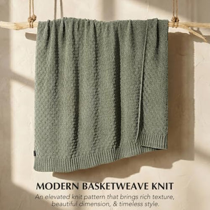EVERGRACEHOME Chunky Chenille Knit Throw Blanket, Dried Thyme Green, 60x80 - color: Dried Thyme Green, size: 60" x 80"
