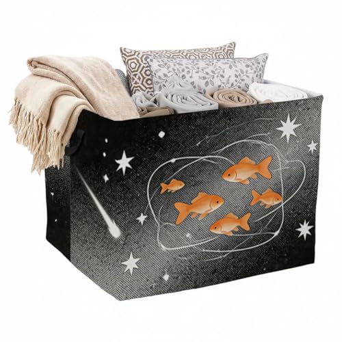 Fish Theme Laundry Hamper, 56L Large Foldable Laundry Basket with Handles, for Family Clothes, Toy Storage Bin, Blankets,Decorative Organizer for Shelves & Closet Home Decor Bedroom & Nursery - color: Fish Theme