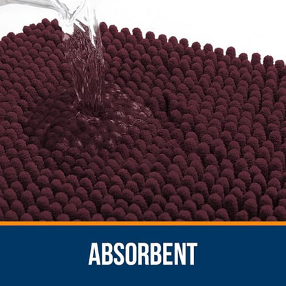 OLANLY Toilet Rugs U-Shaped 20x20, Soft Absorbent Chenille Contour Rugs - color: Black Cherry, size: 20" X 20" Contour Rug