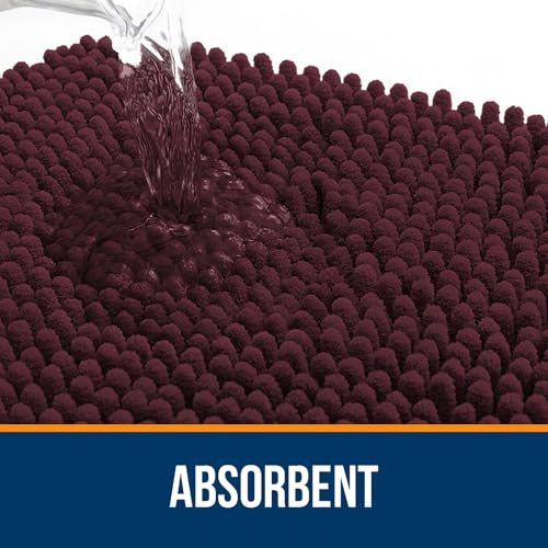 OLANLY Toilet Rugs U-Shaped 20x20, Soft Absorbent Chenille Contour Rugs - color: Black Cherry, size: 20" X 20" Contour Rug
