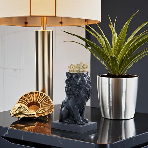 8" Crown Lion King Statue Decor, The King of Beasts - Statue Decoration for Home/Study/Living Room, Great Collectible Figurines, Best Gift for The Man, Black Golden Color - color: 8" Black-b