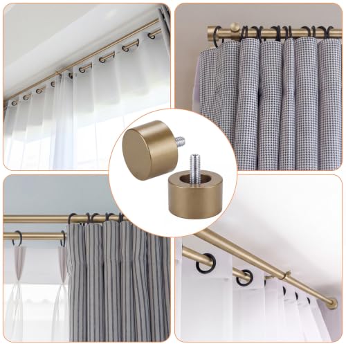 LEIFIDE 4 Pack Curtain Rod Finials Curtain Rod End Cap Finials for Curtains Rods of 7/8 and 1 Inch Diameter (Gold) - color: Gold