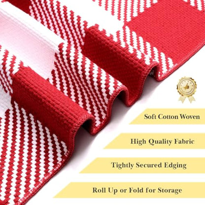 Outdoor Rugs, Red and White Area Rug Checkered 2’4’’x3’7’’ - color: Red & White, size: 2'4" x 3'7" (Rectangular)