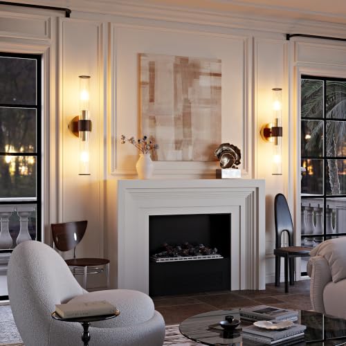 Morauroral Gold Walnut Battery Operated Wall Sconces Set of 2 - color: Gold Walnut