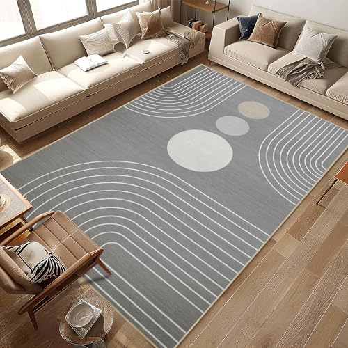 8x10 Boho Area Rug Living Room Modern Geometric Abstract Rug Washable Grey - color: Grey, size: 10' x 8' (Rectangular)