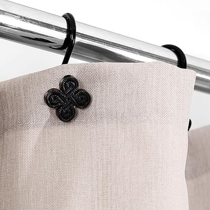Matte Black Shower Curtain Hooks: Rust Proof Metal Curtain Rings, 12Pcs - color: Matte Black