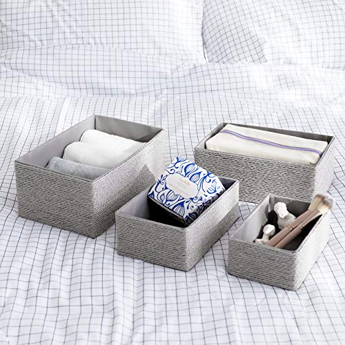 LA JOLIE MUSE Bathroom Basket Organizers, Paper Rope Storage, Grey 4 Pack - color: Gray