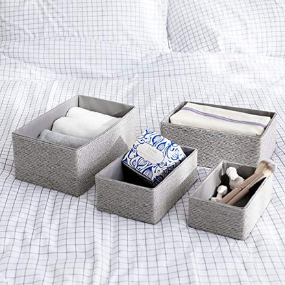 LA JOLIE MUSE Bathroom Basket Organizers, Paper Rope Storage, Grey 4 Pack - color: Gray