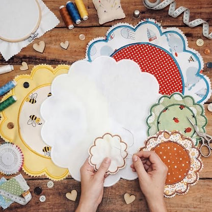 Qinyoung 6 Pieces White Cotton Placemats 13.8 Inch Scalloped placemats - size: 13.8 Inches, style: Solid Color