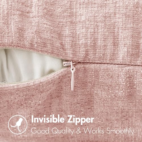 MIULEE Soft Chenille Throw Pillow Covers Pink 16x16 Inch Pack of 2 - color: Pink, size: 16" x 16" (Pack of 2)