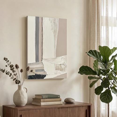 Modern Abstract Neutral Canvas Wall Art, Textured Painting for Living Room - color: Modern, size: 24"L x 36"W