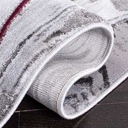 SAFAVIEH Craft Collection Runner Rug - 2'3" x 8', Grey & Wine, Modern Abstract Marble Pattern Design, Non-Shedding & Easy Care, Ideal for High Traffic Areas in Living Room, Bedroom (CFT819S) - color: Grey/Wine, size: 2'3" x 8' (Runner)