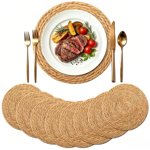 13.8" Round Woven Placemats Set of 8, Heat Resistant Plate Chargers - size: 13.8 Inch Set of 8