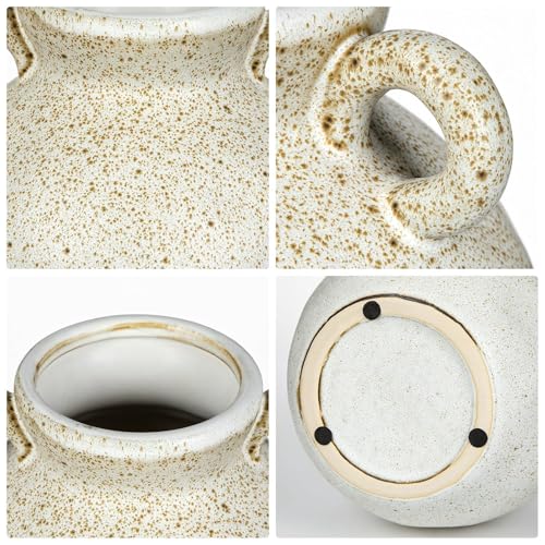 White Flower Ceramic Vase Rustic Ceramic Farmhouse Floral Vase 8.2 Inch - size: 8 inches