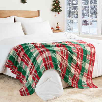 Exclusivo Mezcla Reversible Knit Throw Blanket for Couch, Red and Khaki - color: Red and Khaki, size: Throw (50"x60")