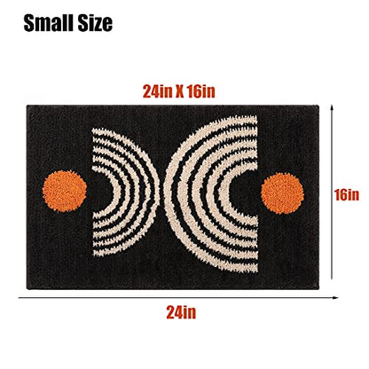 Boho Bathroom Rugs Non-Slip Abstract Bath Rugs Microfiber Cute Mat Black Washable for Tube/Washbasin/Toilet (Black-Music, 20"X32") - color: Black-music, size: 1'8" x 2'8" (Oblong)