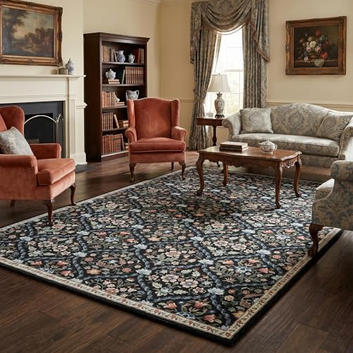 Garvee Living Room Rug 8x10 Washable Rug Trellis Rugs for Bedroom Black - color: Trellis Black, size: 8' x 10' (Rectangular)