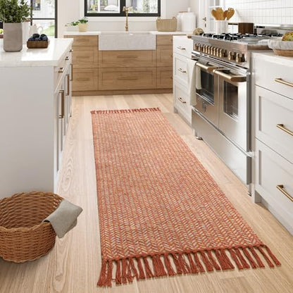 Lahome Boho Bathroom Runner Rug, 2x6 Fall Washable Rugs for Hallways - color: Rust/Multi, size: 2' x 6' (Runner)