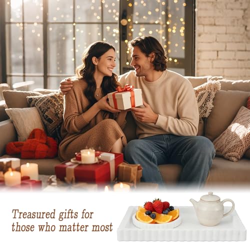 Rectangular Decorative Tray for Coffee Table Decor Decorative Wood Ottoman Tray for Living Room Home Decor Coffee Table Centerpiece