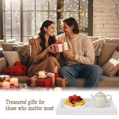 Rectangular Decorative Tray for Coffee Table Decor Decorative Wood Ottoman Tray for Living Room Home Decor Coffee Table Centerpiece