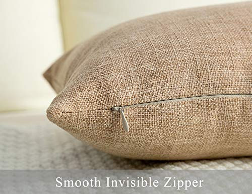 Stellhome Linen Throw Pillow Covers Square Solid Farmhouse Burlap Cushion Covers for Bed Couch Sofa Bench, 18 x 18 inch (45 cm), Natural Linen, Set of 2 - color: Natural Linen, size: 18" x 18" (Pack of 2)