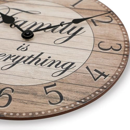 Westclox Wall Clock, 11-Inch Round Analog Clock with Inspirational Dial, Battery Powered, Quartz Movement, Farmhouse Rustic Decor for Living Room, Kitchen, Bedroom (Family is Everything, 11-Inch) - style: Farmhouse
