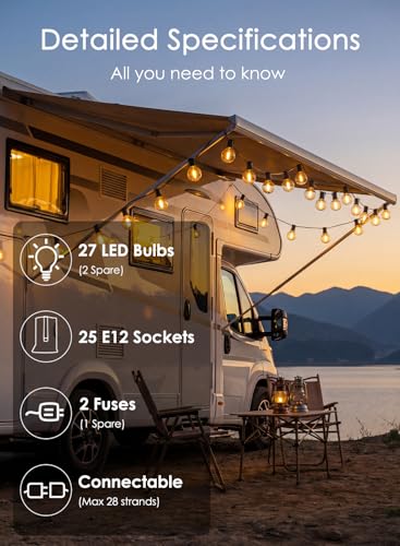 25FT G40 LED Globe Outdoor String Lights with 25 Plastic Shatterproof Bulbs - color: Warm White-Black, size: 25FT