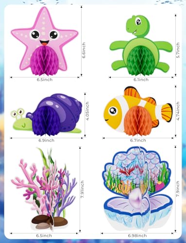 12 Pcs Under The Sea Party Decorations, Sea Animals Honeycomb Centerpieces - style: Ocean Sea Animal