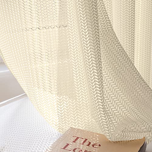 2 Panels Set Sheer Curtains 84 inch Length Beige 52" W x 84" L - color: Beige, size: 52"W x 84"L (Pack of 2)