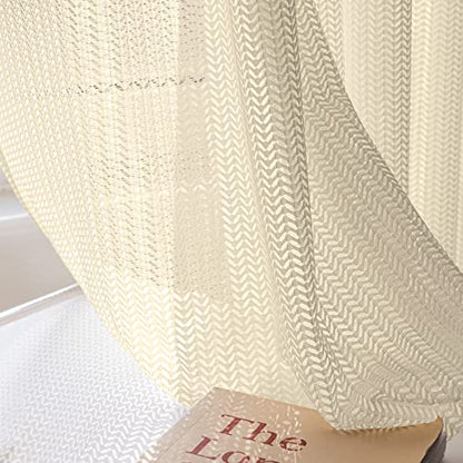 2 Panels Set Sheer Curtains 84 inch Length Beige 52" W x 84" L - color: Beige, size: 52"W x 84"L (Pack of 2)