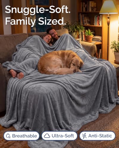 Fleece Blanket Oversized King - Ultra-Soft Warm Flannel Blanket - Dark Grey - color: 14 - Dark Grey, size: Oversized King (120" x 120")