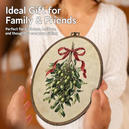 FLAWAFLOMA Christmas Mistletoe Oval Canvas Wall Art Decor 8.6x11.4 Inch - color: Christmas-21