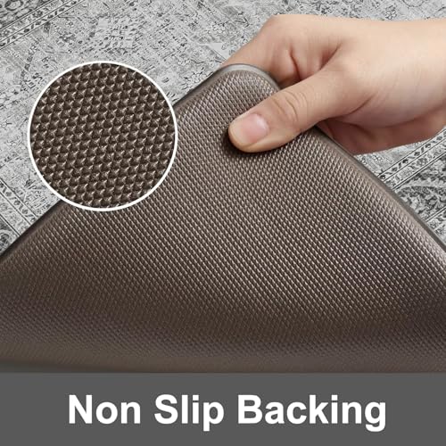 KIMODE Anti Fatigue Kitchen Mat 2PCS,Waterproof Farmhouse Kitchen Rugs Grey - color: Grey, size: 47"L x 17.3"W x 0.47"Th + 29"L x 17.3"W x 0.47"Th