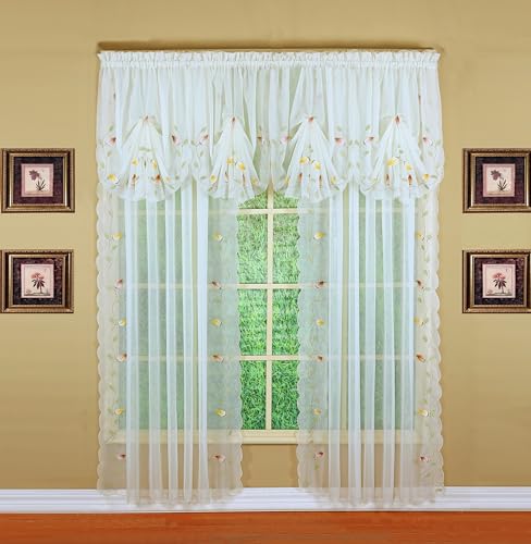 Today's Curtain,Vineyard 3-D Appliqué,Panel 72", Ecru, 59" W x 72" L - color: Ecru, size: 59"W x 72"L (Pack of 1)