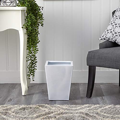 Nearly Natural 13in. Classic Square Metal Planter - color: White